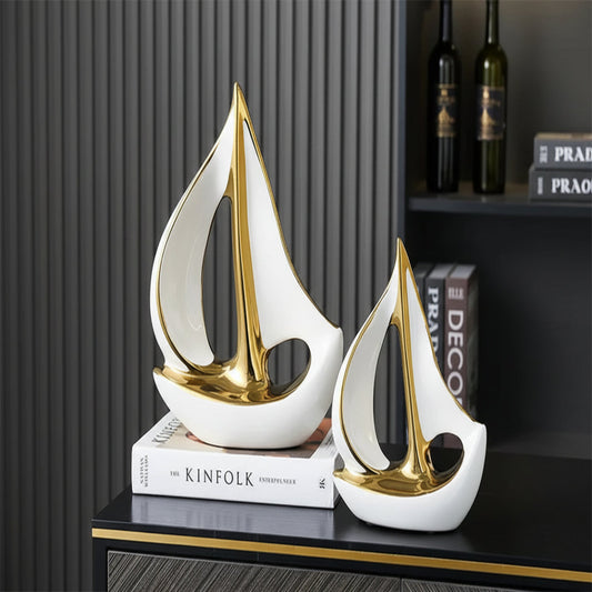 Ceramics Sailboat Sculpture